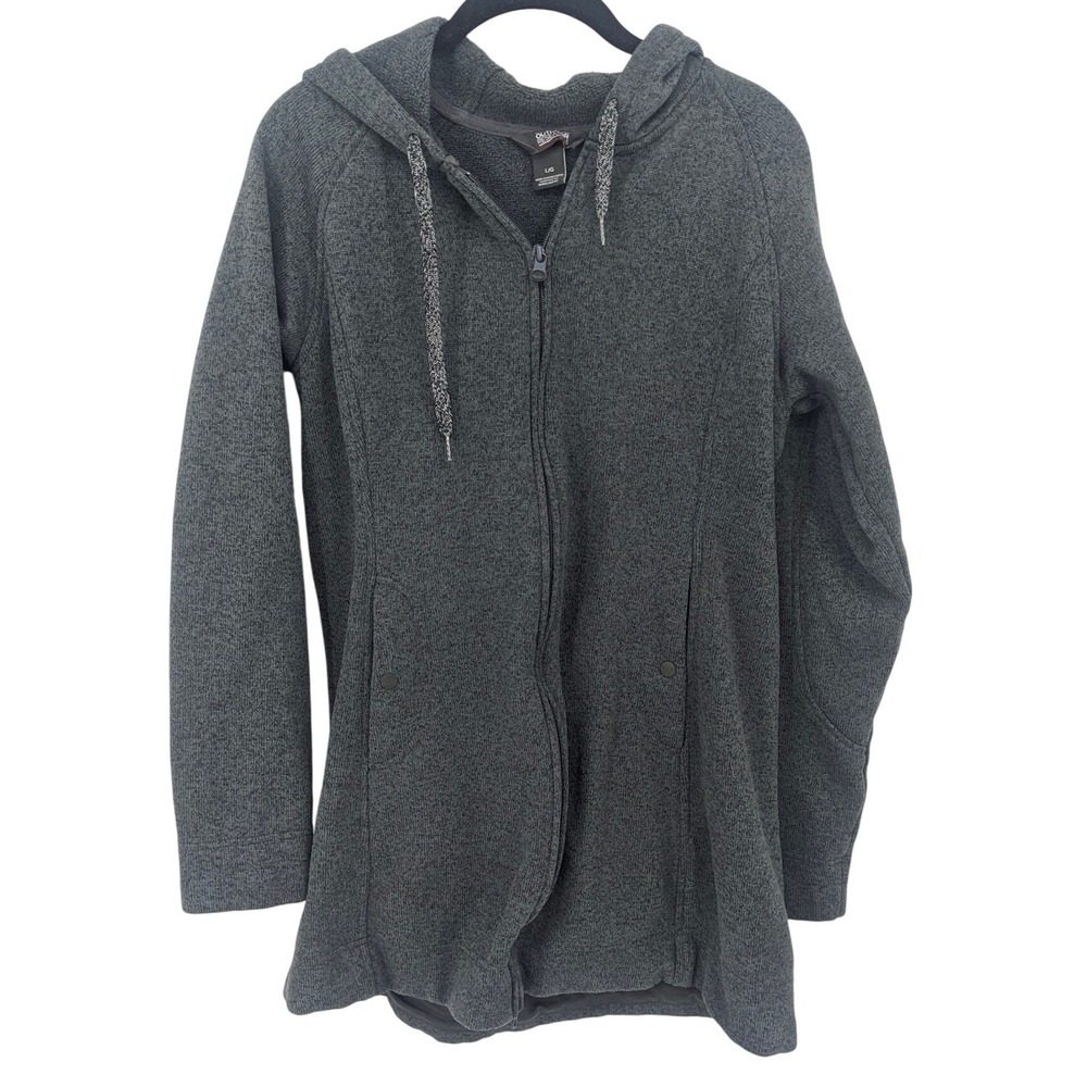 Outdoor Research Hooded Jacket Womens Large Gray Fleece Full Zip Gorpcore Hiking